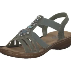 Damen Rieker Sandaletten<60839, Keilsandaletten, Damen, schilf