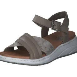 Damen Rieker Sandaletten<64301, Keilsandaletten, Damen, seal/rose-metallic