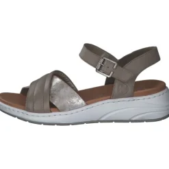 Damen Rieker Sandaletten<64301, Keilsandaletten, Damen, seal/rose-metallic