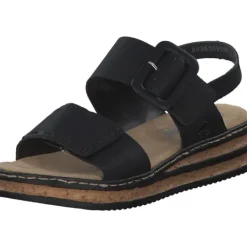 Damen Rieker Sandaletten<62950, Keilsandaletten, Damen, Schwarz