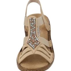 Damen Rieker Sandaletten<60803, Keilsandaletten, Damen, tan