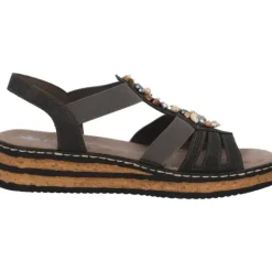 Damen Rieker Sandaletten<62949, Keilsandaletten, Damen, basalt