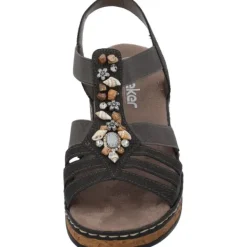 Damen Rieker Sandaletten<62949, Keilsandaletten, Damen, basalt