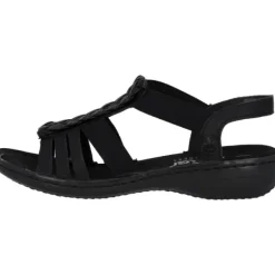 Damen Rieker Sandaletten<60809, Keilsandaletten, Damen, Schwarz