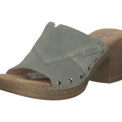 Damen Rieker Pantoletten & Badeschuhe<67087, Plateau-Pantoletten, Damen, pistazie