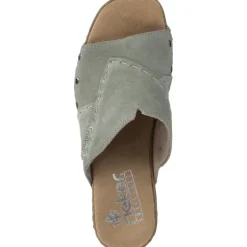 Damen Rieker Pantoletten & Badeschuhe<67087, Plateau-Pantoletten, Damen, pistazie