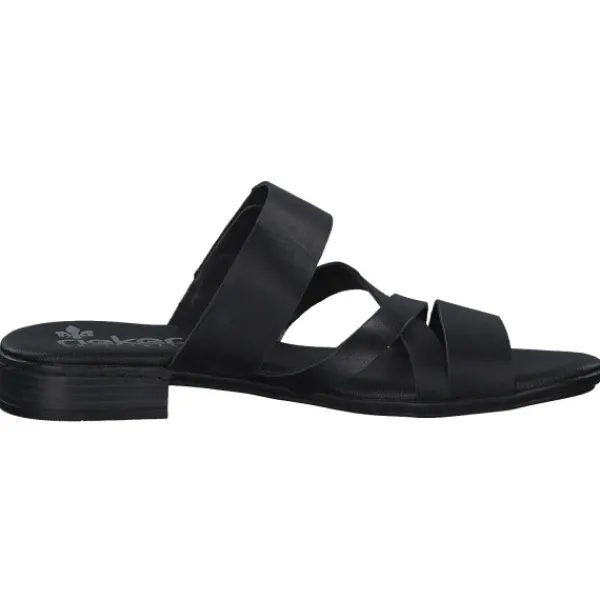 Damen Rieker Pantoletten & Badeschuhe<60255, Plateau-Pantoletten, Damen, schwarz/schwarz