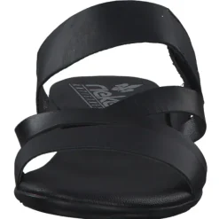 Damen Rieker Pantoletten & Badeschuhe<60255, Plateau-Pantoletten, Damen, schwarz/schwarz