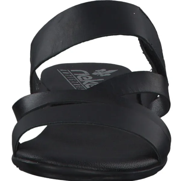 Damen Rieker Pantoletten & Badeschuhe<60255, Plateau-Pantoletten, Damen, schwarz/schwarz