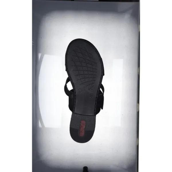Damen Rieker Pantoletten & Badeschuhe<60255, Plateau-Pantoletten, Damen, schwarz/schwarz