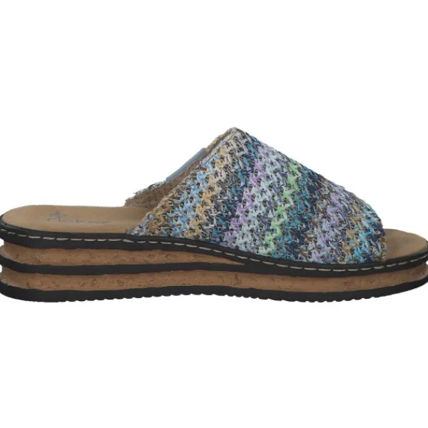 Damen Rieker Pantoletten & Badeschuhe<62968, Plateau-Pantoletten, Damen, blau-multi/aqua