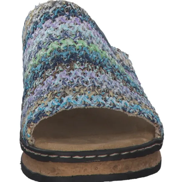 Damen Rieker Pantoletten & Badeschuhe<62968, Plateau-Pantoletten, Damen, blau-multi/aqua