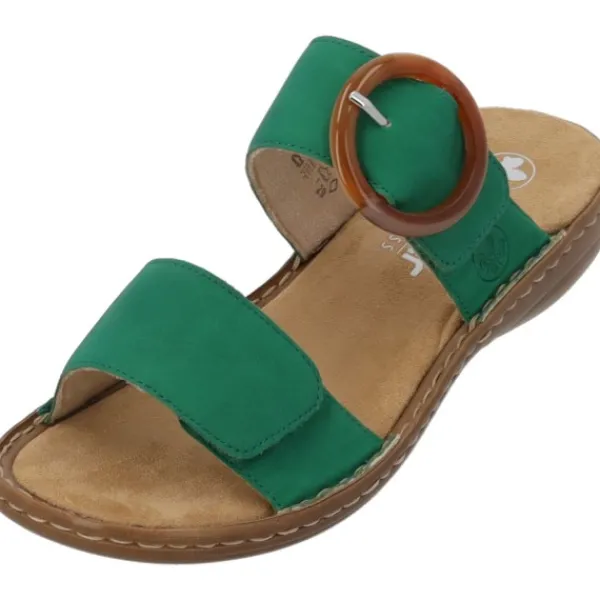 Damen Rieker Pantoletten & Badeschuhe<60894, Plateau-Pantoletten, Damen, smaragd