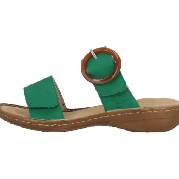 Damen Rieker Pantoletten & Badeschuhe<60894, Plateau-Pantoletten, Damen, smaragd