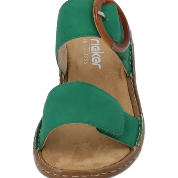 Damen Rieker Pantoletten & Badeschuhe<60894, Plateau-Pantoletten, Damen, smaragd