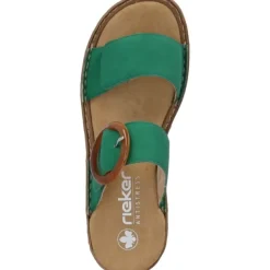 Damen Rieker Pantoletten & Badeschuhe<60894, Plateau-Pantoletten, Damen, smaragd