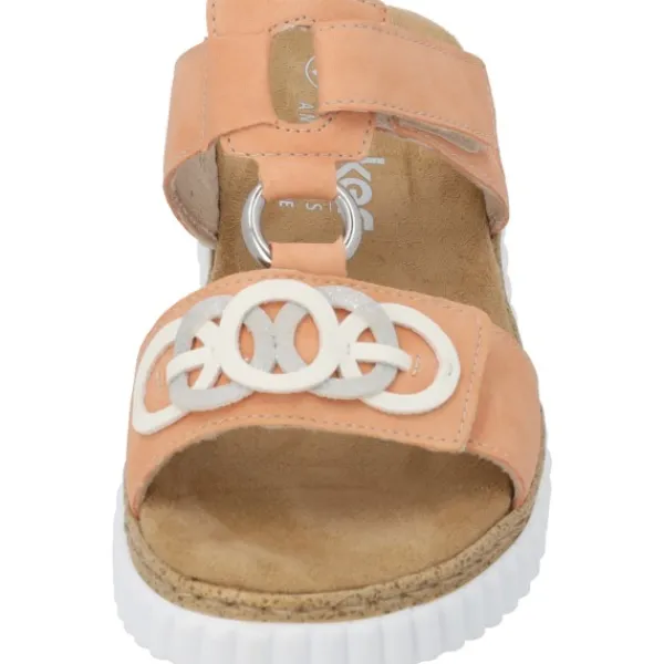 Damen Rieker Pantoletten & Badeschuhe<63294, Plateau-Pantoletten, Damen, aprikot/offwhite/fog-silver