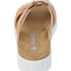 Damen Rieker Pantoletten & Badeschuhe<63294, Plateau-Pantoletten, Damen, aprikot/offwhite/fog-silver
