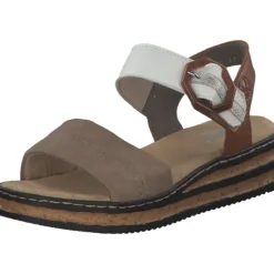 Damen Rieker Sandaletten<62964, Plateau-Sandaletten, Damen, camel/offwhite/beige-gold/caye