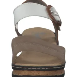 Damen Rieker Sandaletten<62964, Plateau-Sandaletten, Damen, camel/offwhite/beige-gold/caye