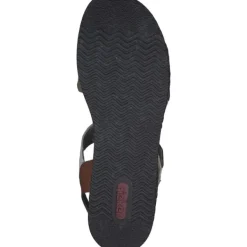 Damen Rieker Sandaletten<62964, Plateau-Sandaletten, Damen, camel/offwhite/beige-gold/caye