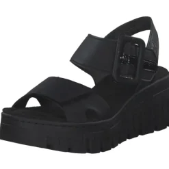 Damen Rieker Sandaletten<68050, Plateau-Sandaletten, Damen, schwarz/black