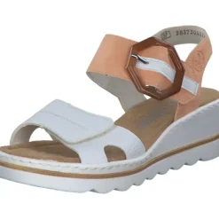 Damen Rieker Sandaletten<67476, Plateau-Sandaletten, Damen, weiss/aprikot