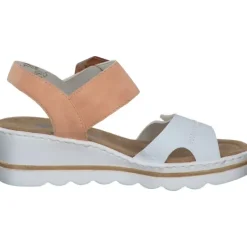 Damen Rieker Sandaletten<67476, Plateau-Sandaletten, Damen, weiss/aprikot