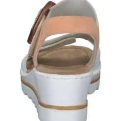 Damen Rieker Sandaletten<67476, Plateau-Sandaletten, Damen, weiss/aprikot