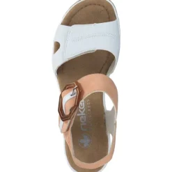 Damen Rieker Sandaletten<67476, Plateau-Sandaletten, Damen, weiss/aprikot