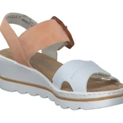 Damen Rieker Sandaletten<67476, Plateau-Sandaletten, Damen, weiss/aprikot