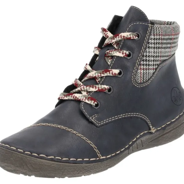 Damen Rieker Stiefel<52541, Schnürstiefel, Damen, ozean/grau-rost
