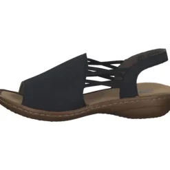 Damen Rieker Sandaletten<608D1, Keilsandaletten, Damen, Schwarz