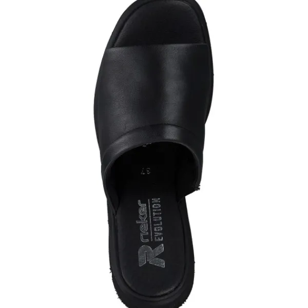 Damen Rieker Pantoletten & Badeschuhe<Evolution W1551, Plateau-Pantoletten, Damen, Schwarz