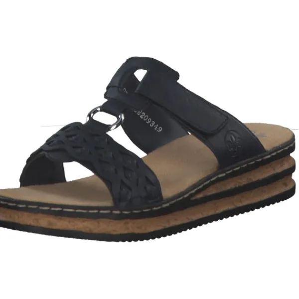 Damen Rieker Pantoletten & Badeschuhe<629K9, Plateau-Pantoletten, Damen, pazifik