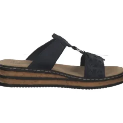 Damen Rieker Pantoletten & Badeschuhe<629K9, Plateau-Pantoletten, Damen, pazifik