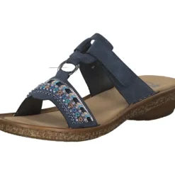 Damen Rieker Pantoletten & Badeschuhe<628M6, Pantoletten, Damen, Blau (Baltik)