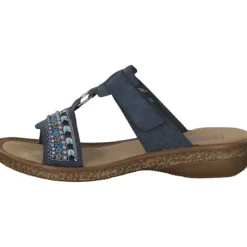 Damen Rieker Pantoletten & Badeschuhe<628M6, Pantoletten, Damen, Blau (Baltik)