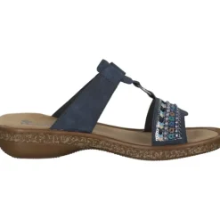 Damen Rieker Pantoletten & Badeschuhe<628M6, Pantoletten, Damen, Blau (Baltik)