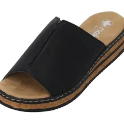Damen Rieker Pantoletten & Badeschuhe<629M9, Pantoletten, Damen, Schwarz