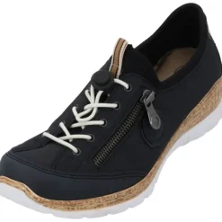Damen Rieker Sneakers<N4263, Sneakers Low, Damen, Pazifik Marine Schwarz