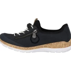 Damen Rieker Sneakers<N4263, Sneakers Low, Damen, Pazifik Marine Schwarz