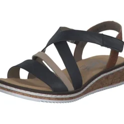 Damen Rieker Sandaletten<V3663, Keilsandaletten, Damen, pazifik/Rosa/Beige/cayenne