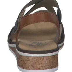 Damen Rieker Sandaletten<V3663, Keilsandaletten, Damen, pazifik/Rosa/Beige/cayenne