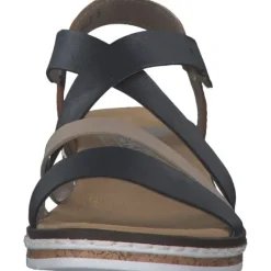 Damen Rieker Sandaletten<V3663, Keilsandaletten, Damen, pazifik/Rosa/Beige/cayenne