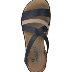 Damen Rieker Sandaletten<V3663, Keilsandaletten, Damen, pazifik/Rosa/Beige/cayenne