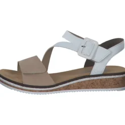 Damen Rieker Sandaletten<V3660, Keilsandaletten, Damen, Rosa/Beige/weiss