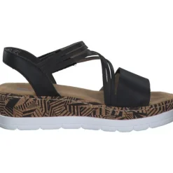 Damen Rieker Sandaletten<V3964, Keilsandaletten, Damen, Schwarz