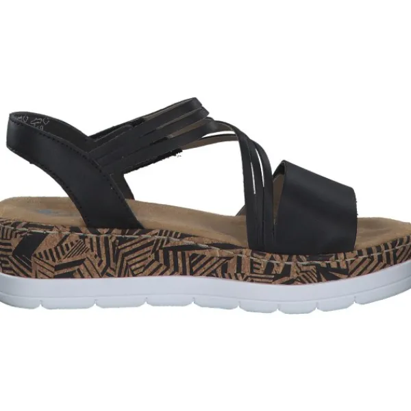 Damen Rieker Sandaletten<V3964, Keilsandaletten, Damen, Schwarz