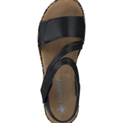Damen Rieker Sandaletten<V3964, Keilsandaletten, Damen, Schwarz